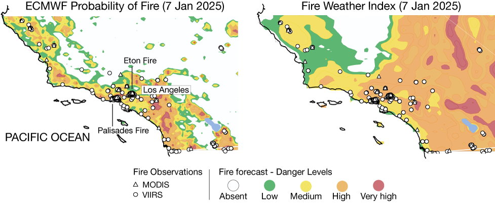 One-day forecast of fire danger using Probability of Fire and Fire Weather Index