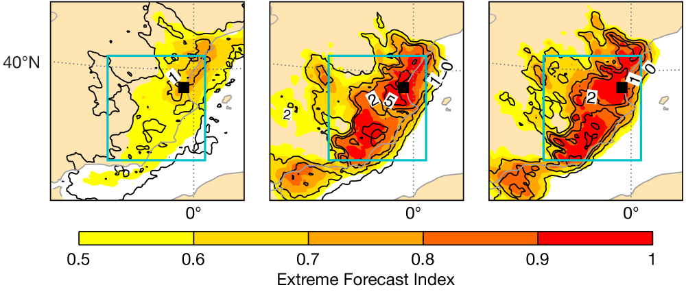 EFI for precipitation. EFI for precipitation.
