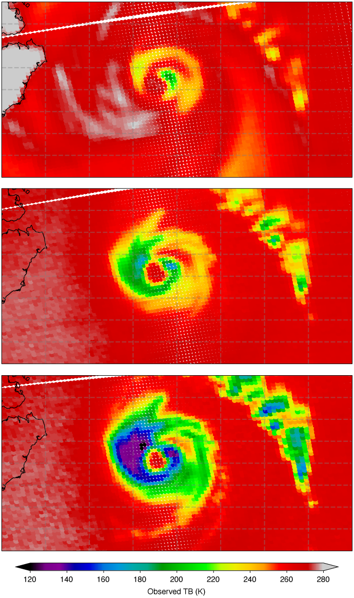 Observed brightness temperatures from Arctic Weather Satellite (AWS)