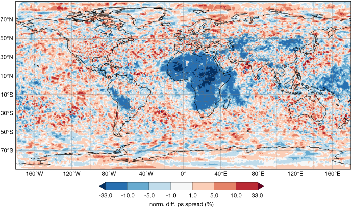 Map of the world with large area of blue shading 