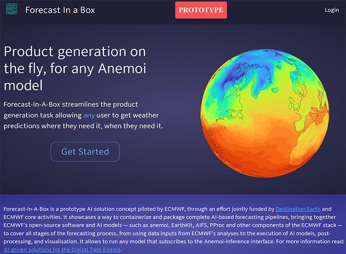 Screenshot of the forecast-in-a-box website