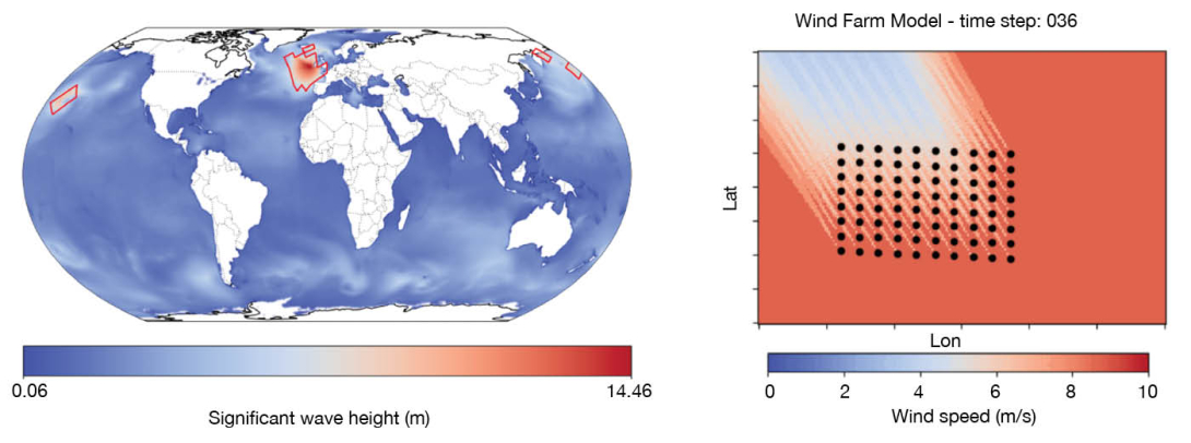 Outputs of the extreme event capture and wind farm parametrization plugins.