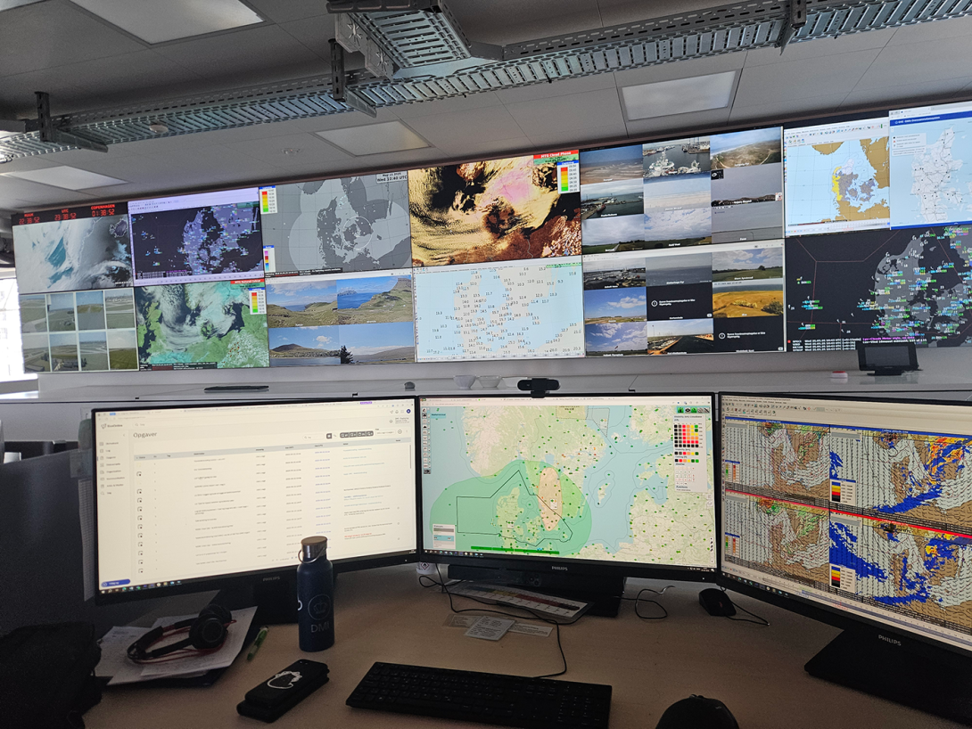 Multi-screen setup in DMI’s Operations Centre, Denmark, May 2025.