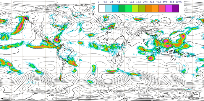 Probability (%) of rainfall exceeding 25 mm per 24 hours