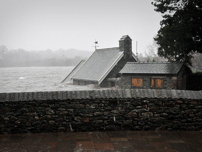 Flooding in Cumbria, UK Flooded cottage in Cumbria, UK