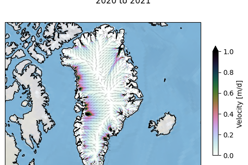 Access and visualisation of the Greenland Ice Sheet velocity data